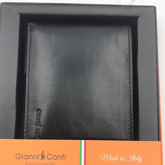 Gianni Conti Smooth Black Leather Wallet and Card Holder Set - Picture 2 of 3